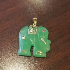 Authentic Apple Jade Elephant Pendant